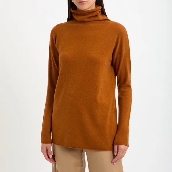 Brown Wool & Cashmere Blend Turtleneck Jumper - Brown