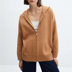 Brown Zip-Up Knitted Sweatshirt