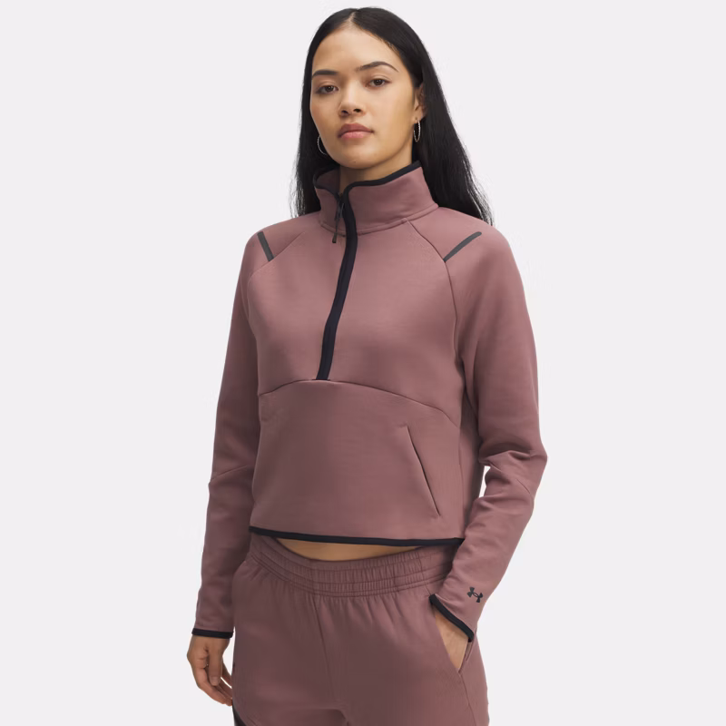 Unstoppable Fleece Womens Half Zip Maroon Mist - Black XL