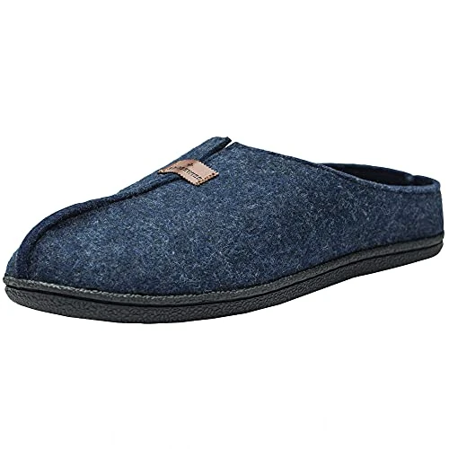 Bruce Mens Felt Faux Wool Clog Slippers Comfortable Slip On House Shoes Navy 12 M US