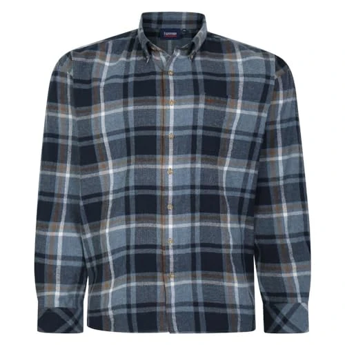 Brushed Check Shirt Long Sleeve Plus Big Pocket 2XL - 8XL Mens SH394 (UK, Alpha, 5XL, Plus, Tall)