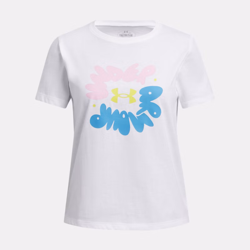 Bubble Wordmark Girls Short Sleeve White / Prime Pink / Sonic Yellow YMD (54 - 59 in)
