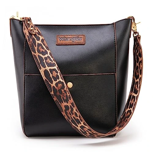 Bucket Bag for Women Large Crossbody Bags with Extra Guitar Strap, Leopard