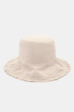 Bucket Hat With Fringing - Ecru