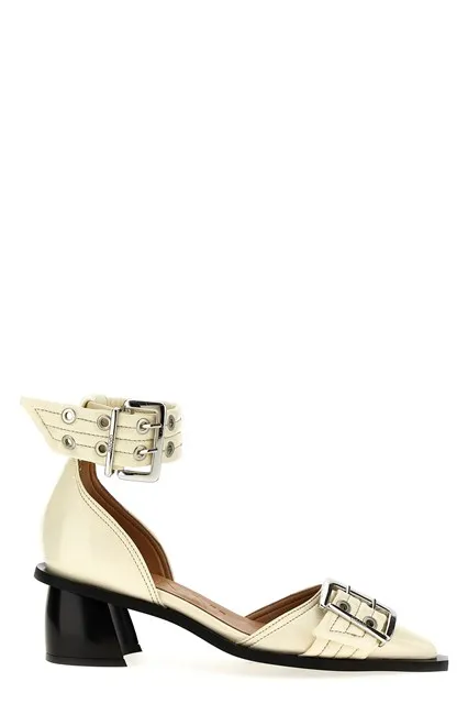 Buckle Open Cut Pumps pumps - White