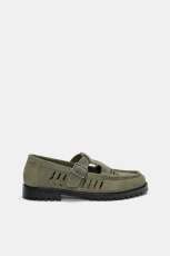 Buckled Leather Shoes - Khaki