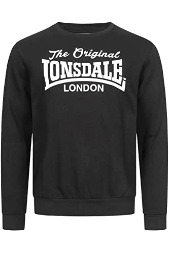 BURGHEAD Men's Crew Neck Sweatshirt Regular Fit, black / white, XL