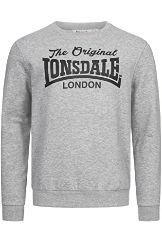 BURGHEAD Men's Crew Neck Sweatshirt Regular Fit, Marl Grey/Black, L