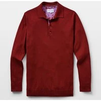 Burgundy Knit Polo with Sakura Tree Accents, XL