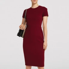 Burgundy T hirt Fitted Dress - Red