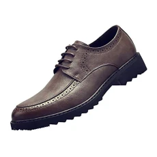 Business Shoes Mens PU Leather Lace UP Derby Brogues Wedding Office Vintage Casual Brown 43