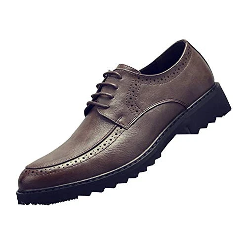 Business Shoes Mens PU Leather Lace UP Derby Brogues Wedding Office Vintage Casual Brown 43