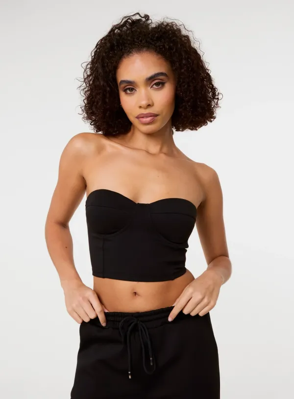 Bustier Jersey Zip Back - / - BLACK