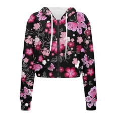 Butterfly Cropped Hoodies for Women Full-Zip Hooded Sweatshirt Y2K Fall Jackets Long Sleeve Pullover Sweater Warm Thin Coat Womens Flower Hoodie Sweatshirts S/M Butterfly Cropped Hoodies for Women Full-Zip Hooded Sweatshirt Y2K Fall Jackets Long Sleeve Pullover Sweater Warm Thin Coat Womens Flower Hoodie Sweatshirts S/M