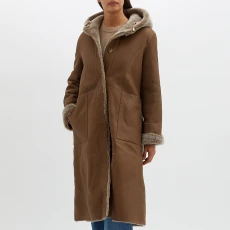 Butterscotch Shearling Reversible Hooded Coat