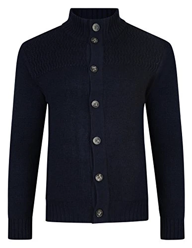 Button Cardigan Tramore Wool Blend Raglan Knit Jumper Dark Navy