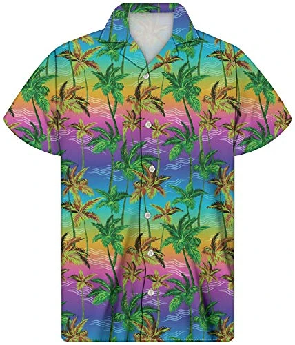 Button Down Hawaiian Shirts for Men Large Casual Aloha Shirt Teen Boys Summer Short Sleeve Beach Top