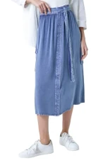 Button Front Pocket Skirt for Women UK - Ladies Everyday Holiday Spring Summer Midi Length Comfy Soft Evening Vacation Work Party - Denim - Size 16 Button Front Pocket Skirt for Women UK - Ladies Everyday Holiday Spring Summer Midi Length Comfy Soft Evening Vacation Work Party - Denim - Size 16