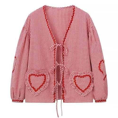 Buy Again My Orders Womens Fashion Blouses Casual Long Sleeve Lace Up Shirts UK 2024 Cute Love Heart