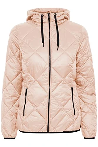 Byamalla Jacket Women's Quilted Transition Jacket with Hood Slightly Tailored Short Cut with Contrast Zip, Rose Dust (141307), 38