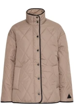 BYBelis Women's Quilted Transition Jacket with Press Studs, Stand-Up Collar, Pockets, Loose Fit, Walnut (181112), 18 BYBelis Women's Quilted Transition Jacket with Press Studs, Stand-Up Collar, Pockets, Loose Fit, Walnut (181112), 18