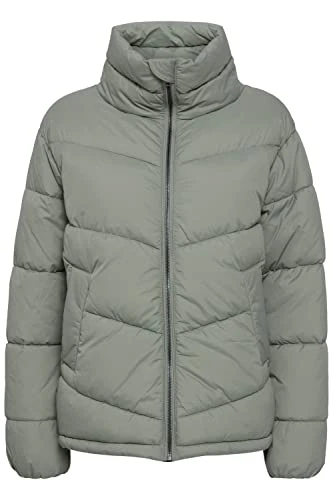 BYBOMINA Puffer Women's Quilted Jacket Transition Jacket Buffer Jacket Zip with Chin Guard High Collar, Olive Night (190515), 12
