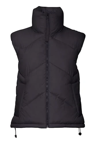 BYBomina Women's Quilted Outdoor Vest with Stand-Up Collar Elastic Zip Pockets Regular Fit, Black (200451), 10