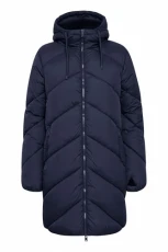 BYBOMINA Women's Quilted Vest, Long Quilted Coat, Hood, Zip, Loose Fit, Navy Blazer (193923), 18