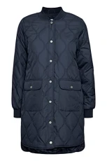 Bycanna Coat Women's Quilted Transition Jacket with Press Studs and Large Pockets, Bomber Collar, Regular Fit, Total Eclipse (194010), 38