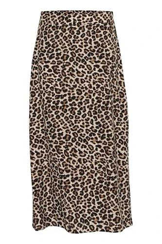 BYHINVA Women's Skirt Midi Skirt A-Line Skirt with Side Slit Elastic Patterned A-line, Coffee Liqueúr Mix (202189), 16