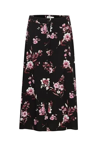 BYMMJOELLA Women's Skirt Long A-Line Patterned, Tawny Port Floral Mix (202951), 3 UK