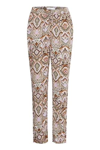 BYMMMJOELLA Women's Trousers Fabric Trousers Trousers Pockets Regular Fit, Aloe Boho Mix (202952), 1