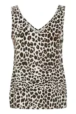 BYMMMJOELLA Women's V-Neck Regular Fit Top, Black Leo Mix (202956), 10