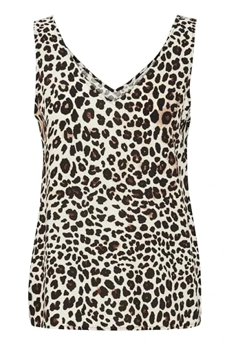 BYMMMJOELLA Women's V-Neck Regular Fit Top, Black Leo Mix (202956), 10