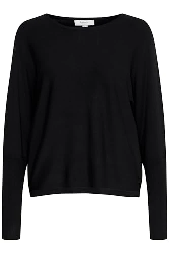 BYMMMORLA Women's Knitted Jumper Fine Knit Pullover Shirt with Boat Neck Loose Fit, Black (200451), 