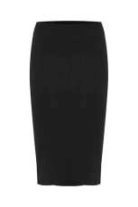 BYMMMORLA Women's Pencil Skirt Midi Skirt Elastic Waistband Slim Fit, Black (200451), L