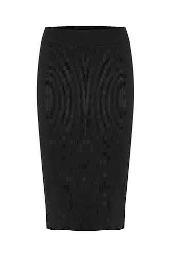 BYMMMORLA Women's Pencil Skirt Midi Skirt Elastic Waistband Slim Fit, Black (200451), L