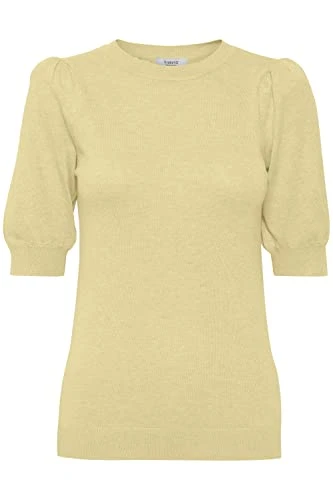 BYMMPIMBA O-neck Knitted Jumper Women's Fine Knit Short Sleeve Pullover with Crew Neck, Anise Flower