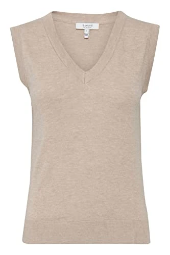 Bymmpimba Slipover Slipover Women's Fine Knit Pullover with V-Neck, Cement Melange (1407081), XL