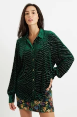 Byron Zebra Devore Shirt Green