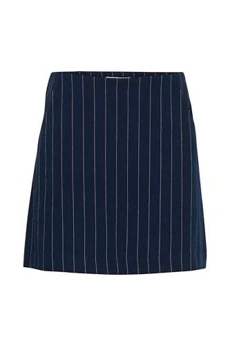 BYRowan Women's A-line Mini Skirt with Pockets, Navy Blazer Mix (202176), L