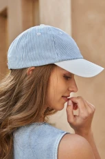 C" for Classic Striped Baseball Cap - Blue