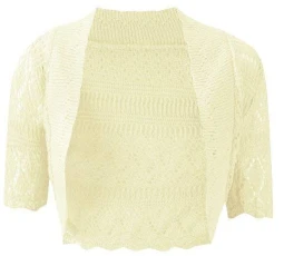 C10 Celebmodelook ® New Girls Knitted Bolero Shrug Crochet Short Sleeve Cardigan Kids YRS 2-13 Crea