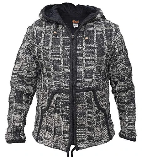 Cable Knit Festival Woolen Mountain Black Jacket Cardigan X-Large
