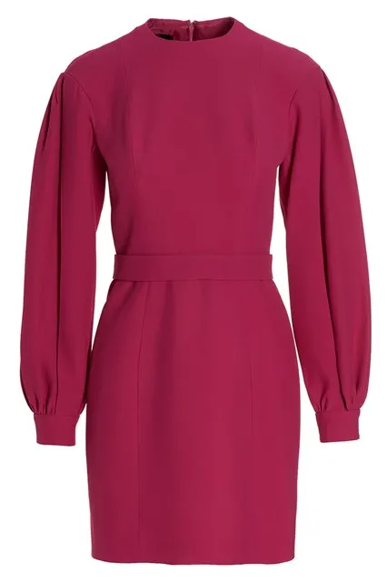 Cady dress with long puff sleeves - Fuchsia