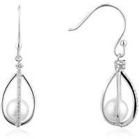 Caged Pearl Crystal Drop Earrings