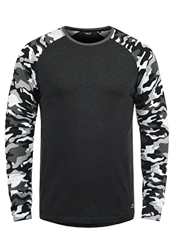 Cajus Men's Camouflage Long Sleeve T-Shirt Top with Crew Neck Made of 100% Cotton with Pattern, Size