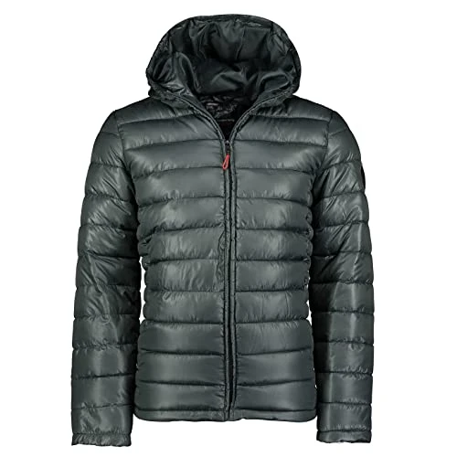 Calender Hood Men - Men's Warm Quilted Down Jacket - Men's Warm Lined Winter Jacket - Long Sleeve Windbreaker Jacket (Dark_Grey XXL)