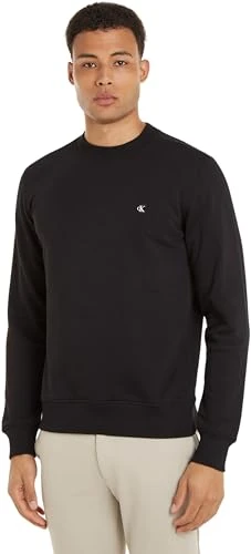 Calvin Klein Men’s Crew Neck Regular Fit Badge Sweatshirt, Black (Ck Black), XXS