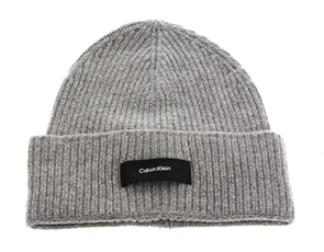 Calvin Klein Men's Daddy Wool Rib Beanie K50K507495 Knitted Hat, Grey (Grey Fog), OS Calvin Klein Men's Daddy Wool Rib Beanie K50K507495 Knitted Hat, Grey (Grey Fog), OS